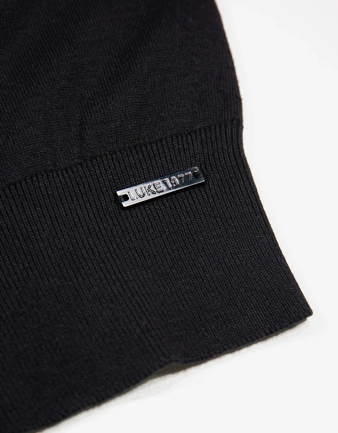 Luke 1977 Jenson 1000 Rib Neck Knitted Jumper - Black