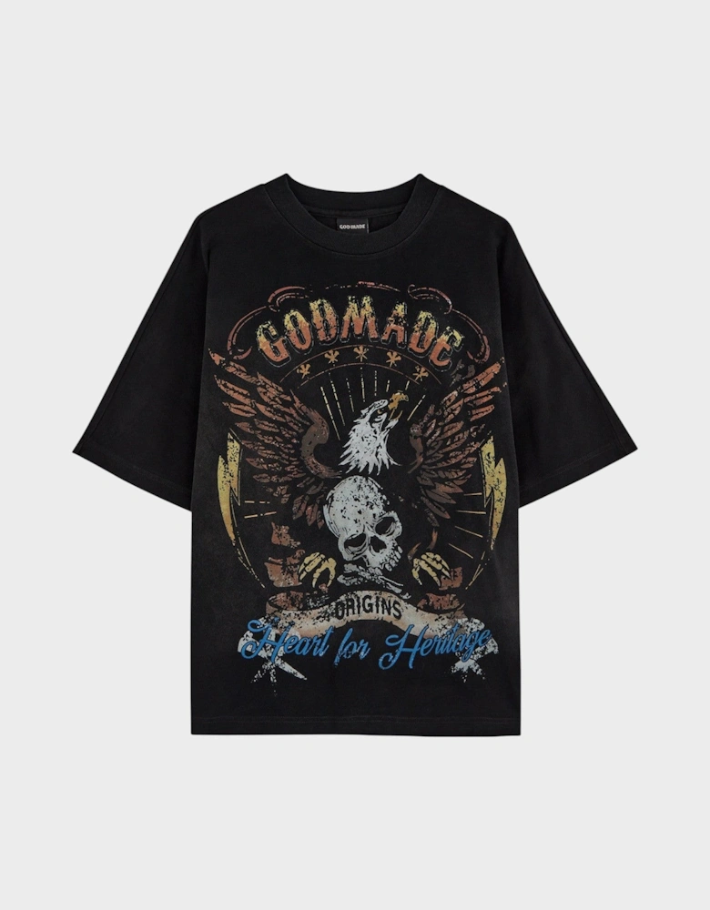 Origins Eagle Printed T Shirt Black