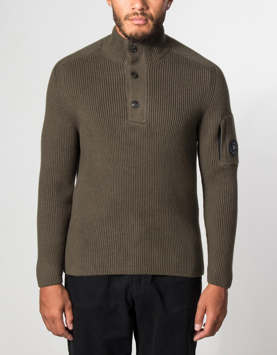 Full Rib Cotton Half Button Lens Jumper
