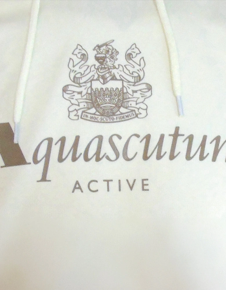 Aquascutum Active Big Logo Hoodie Old White