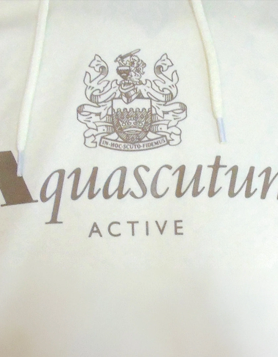 Aquascutum Active Big Logo Hoodie Old White