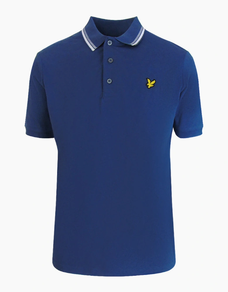 Lyle & Scott Dashed Tipped Collar Ink Blue Polo Shirt