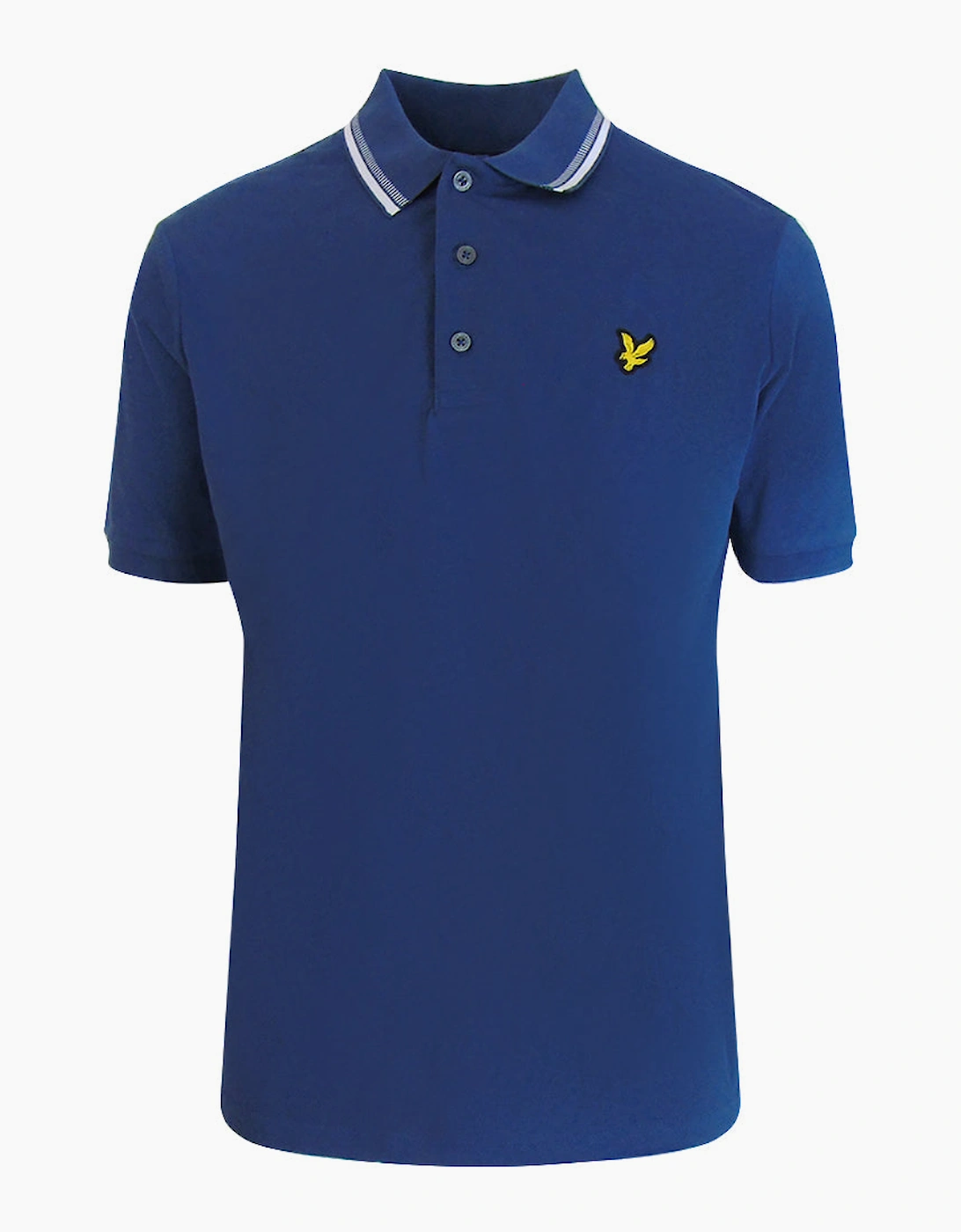 Lyle & Scott Dashed Tipped Collar Ink Blue Polo Shirt, 3 of 2