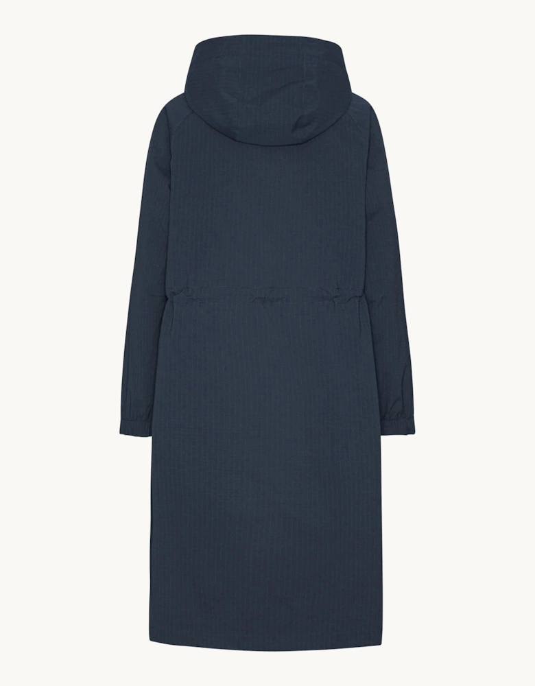 Ilse Jacobsen Thermal Womens Long Parka Raincoat - Dark Indigo 660