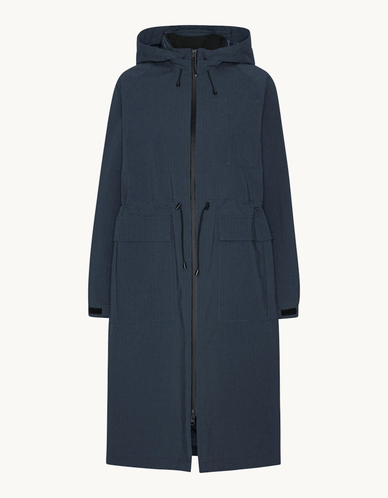 Ilse Jacobsen Thermal Womens Long Parka Raincoat - Dark Indigo 660