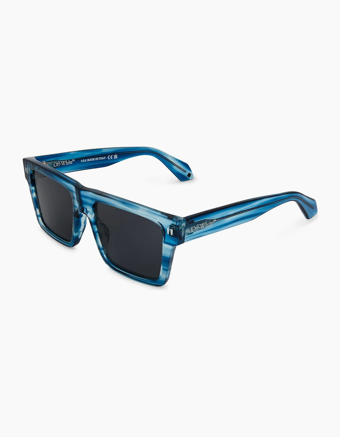 Off-White Men's Blue Dark Grey Uv Protection Round Sunglasses - Size One Size