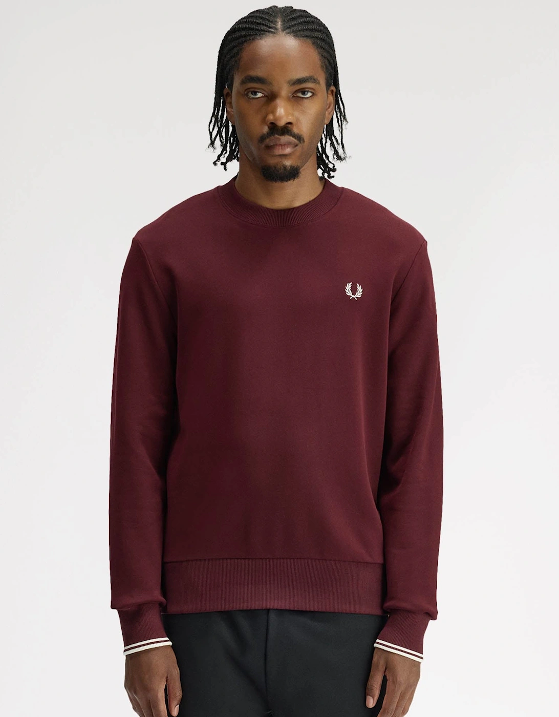 Fred Perry Mens Crew Neck Sweatshirt - Oxblood/Ecru 64A, 7 of 6