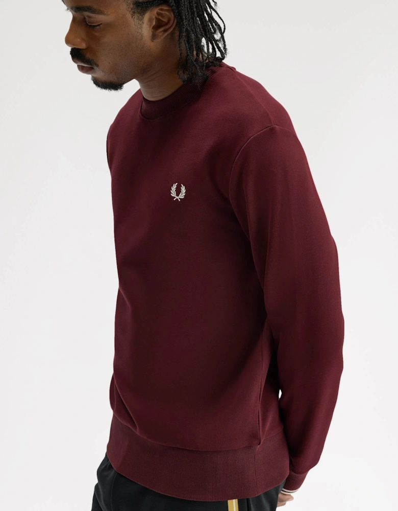 Fred Perry Mens Crew Neck Sweatshirt - Oxblood/Ecru 64A