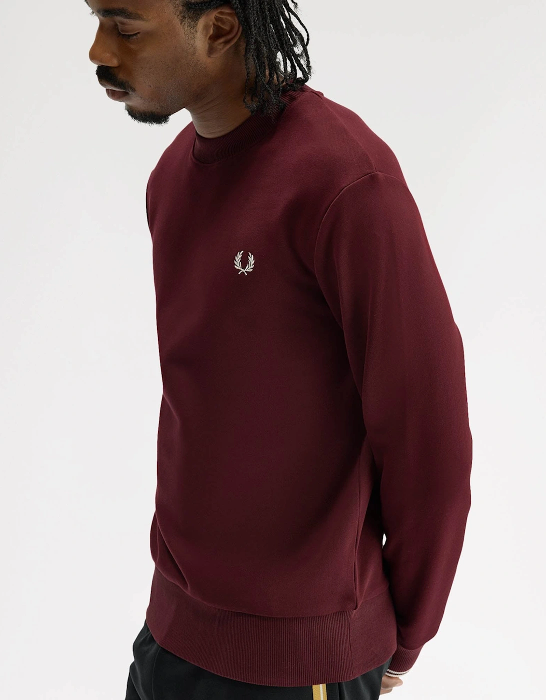 Fred Perry Mens Crew Neck Sweatshirt - Oxblood/Ecru 64A