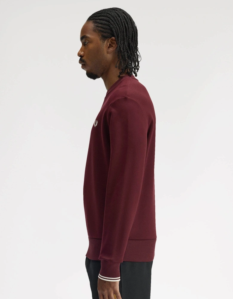 Fred Perry Mens Crew Neck Sweatshirt - Oxblood/Ecru 64A