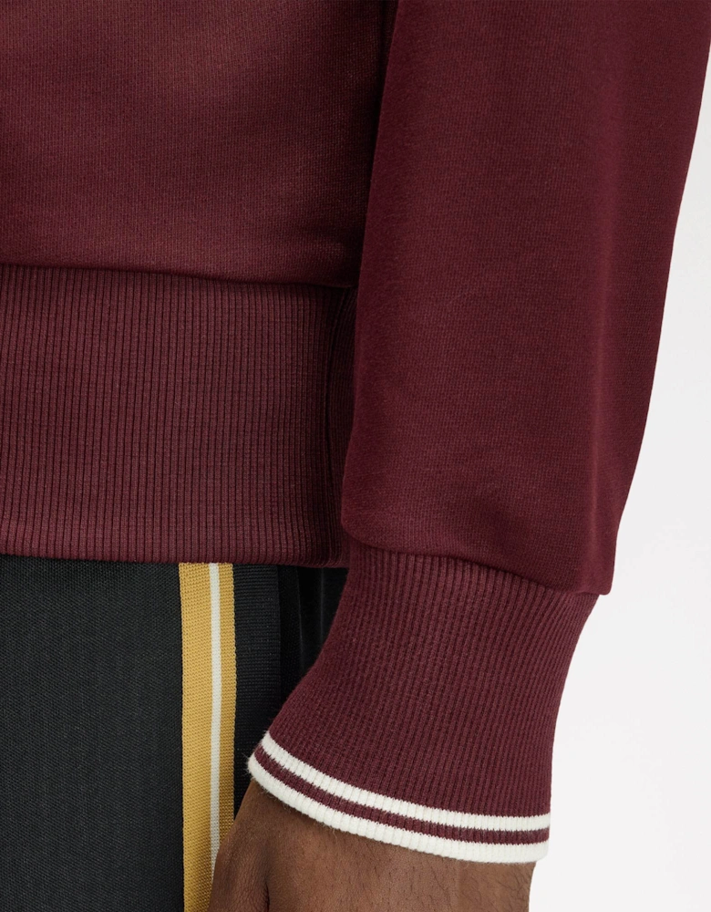 Fred Perry Mens Crew Neck Sweatshirt - Oxblood/Ecru 64A