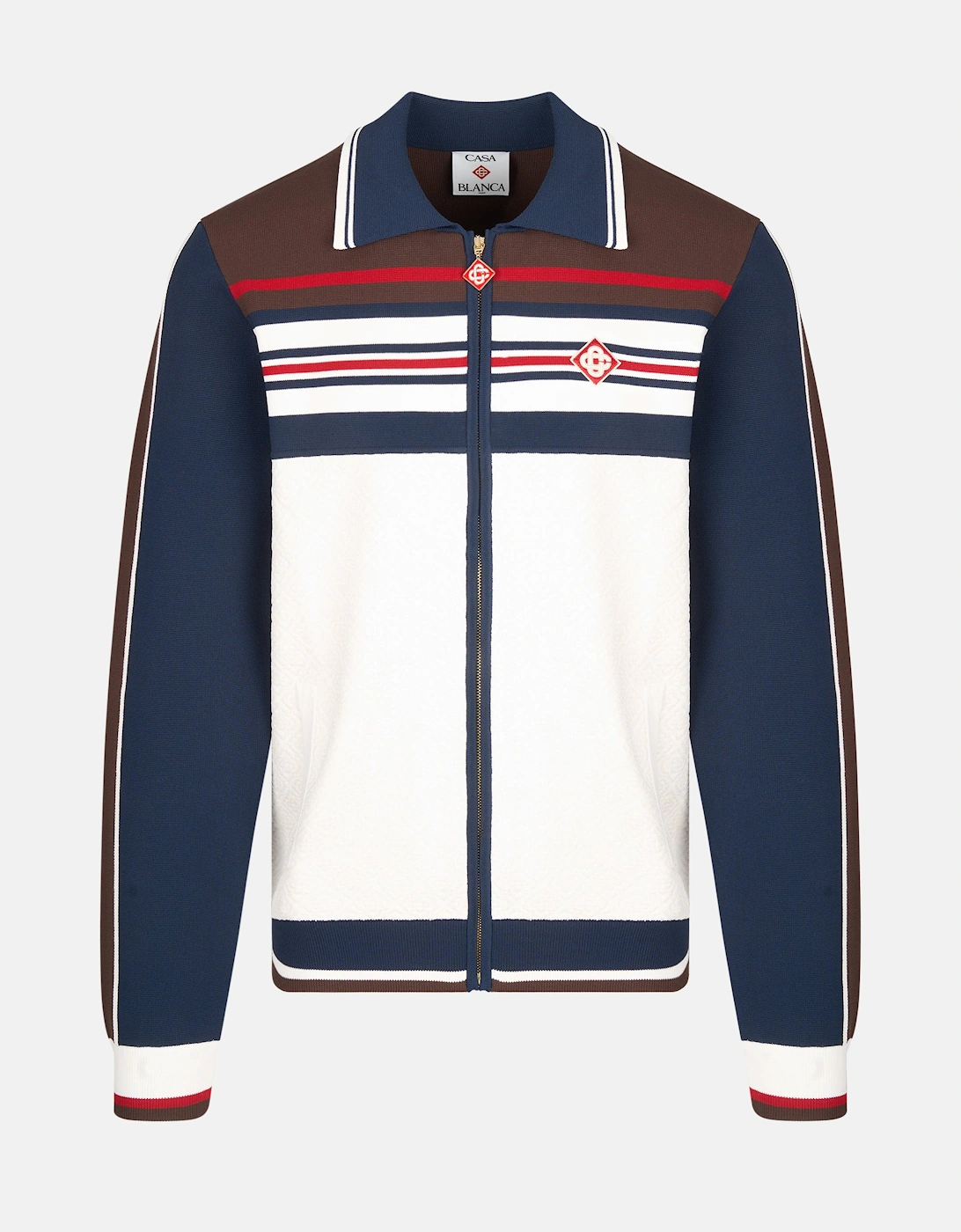 Cafe Stripe Zip Up Jacket Navy, 7 of 6