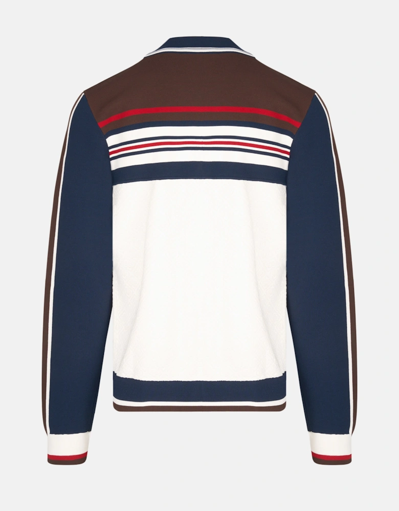 Cafe Stripe Zip Up Jacket Navy