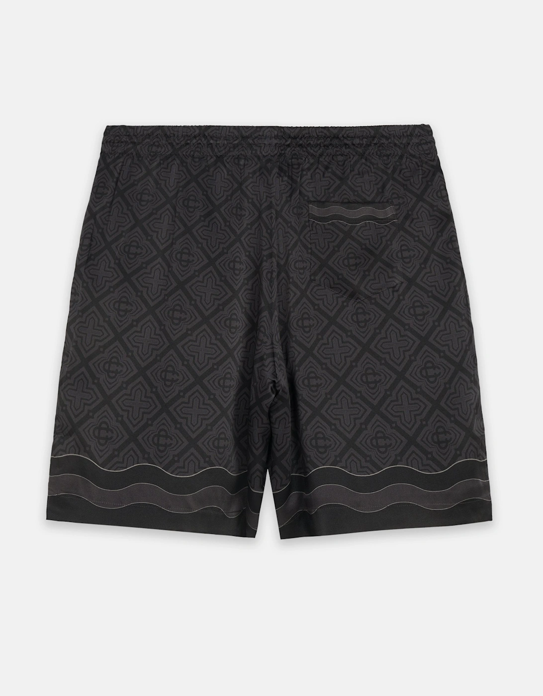 Satin Radiating Monogram Silk Shorts Black