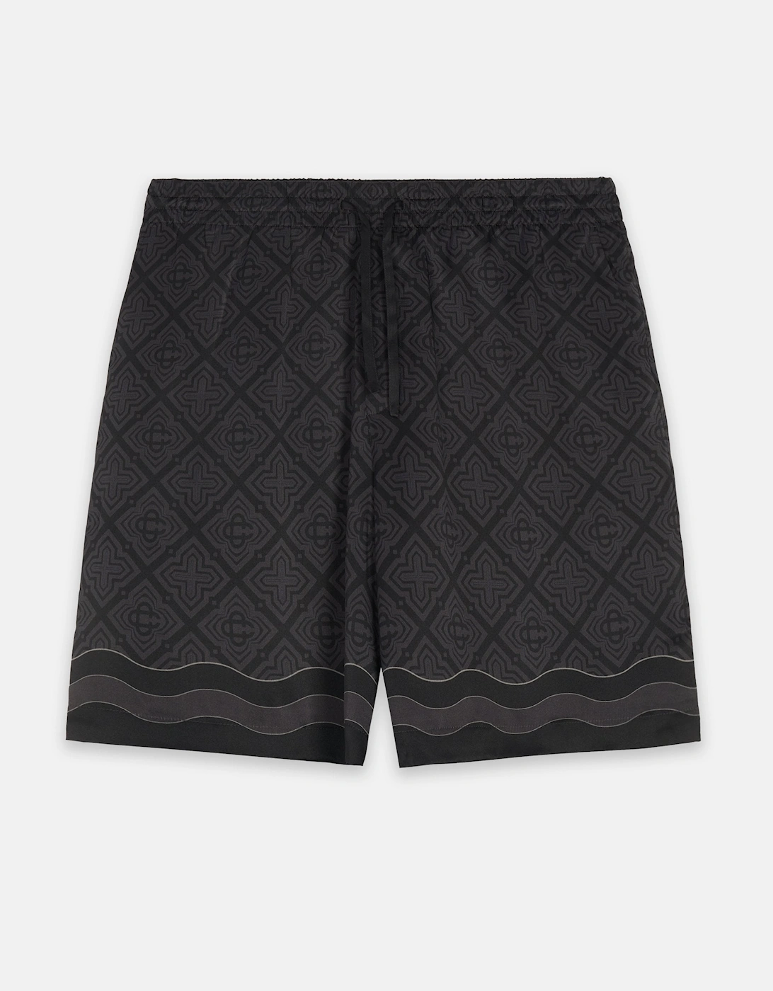 Satin Radiating Monogram Silk Shorts Black, 5 of 4