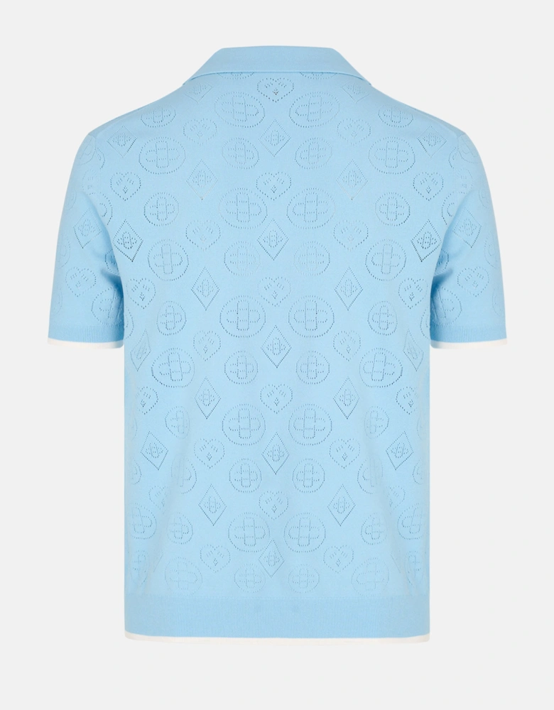Pointelle Polo Shirt Blue