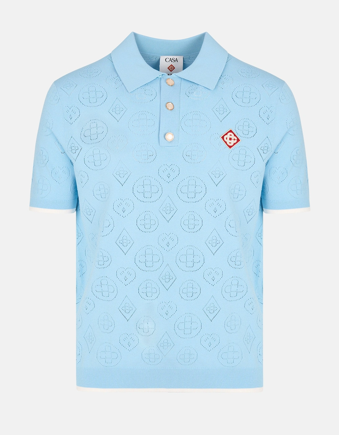 Pointelle Polo Shirt Blue