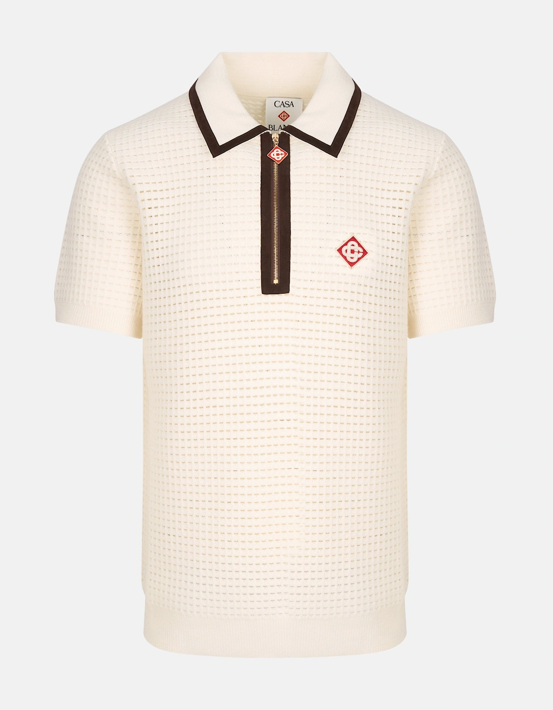 Waffle Stitch Polo Shirt Cream, 5 of 4