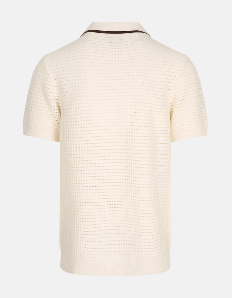 Waffle Stitch Polo Shirt Cream