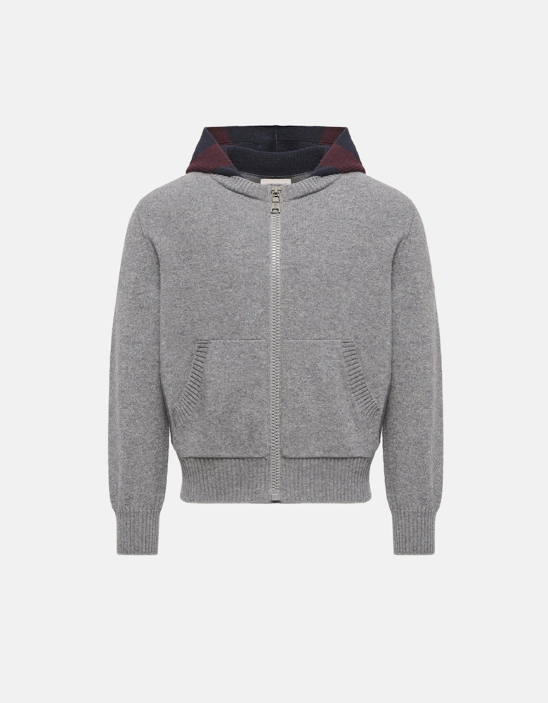 Kids Hooded Knit Cardigan Grey