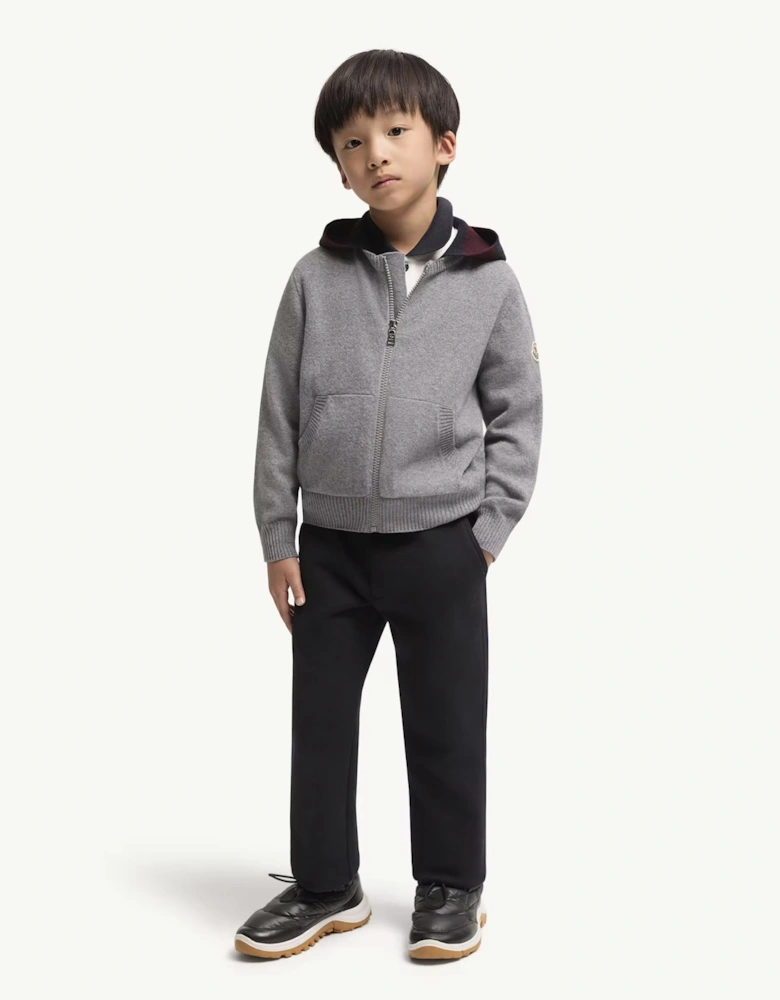 Kids Hooded Knit Cardigan Grey