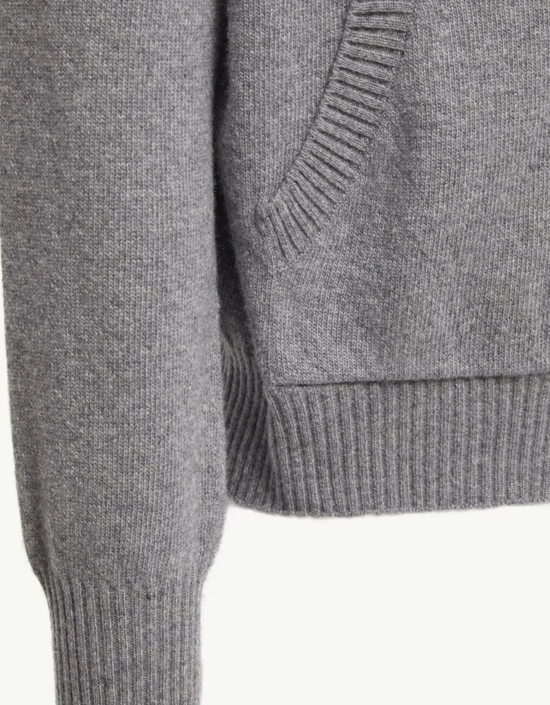 Kids Hooded Knit Cardigan Grey
