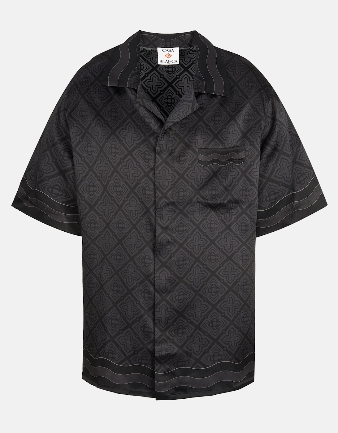 Satin Radiating Monogram Silk Shirt Black, 5 of 4