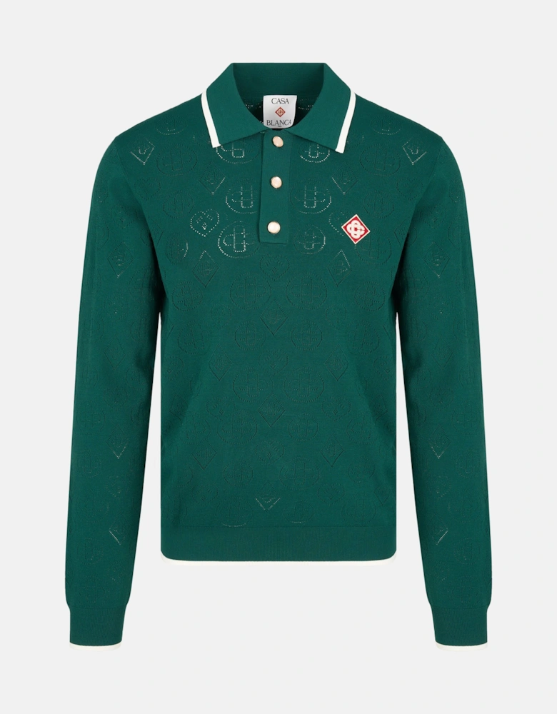 Pointelle Ls Polo Shirt Green