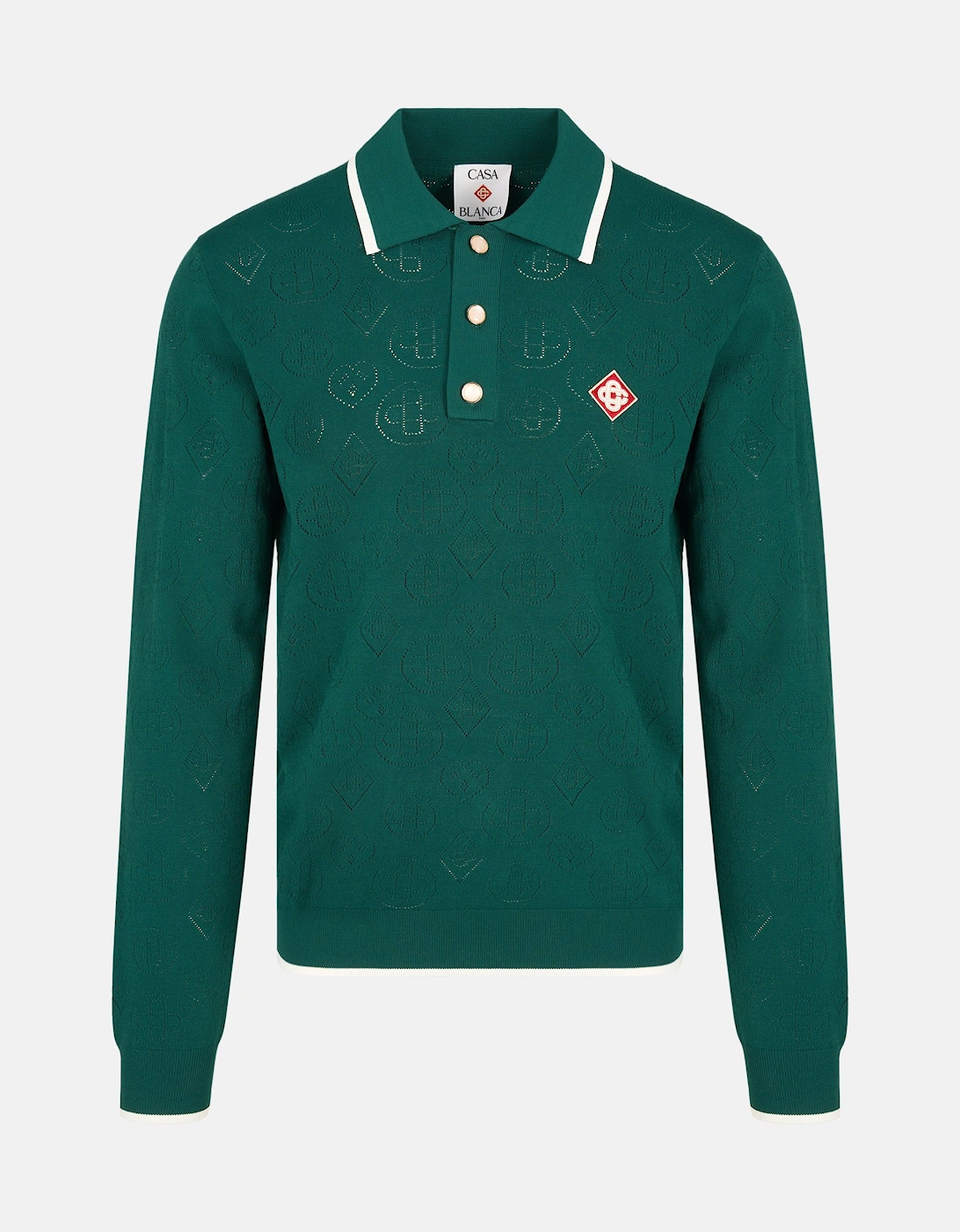 Pointelle Ls Polo Shirt Green