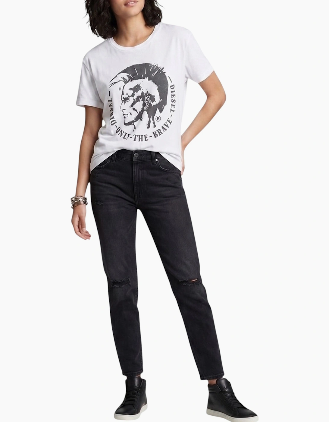 DIESEL T MORIPRINT Womens T Shirts Crew Neck Short Sleeve Classic Loose Fit Tee