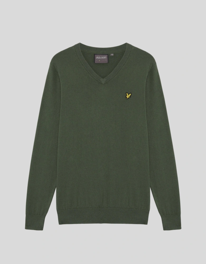 Cotton Blend V-Neck Jumper