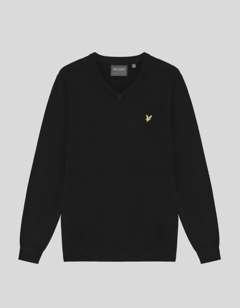 Cotton Blend V-Neck Jumper