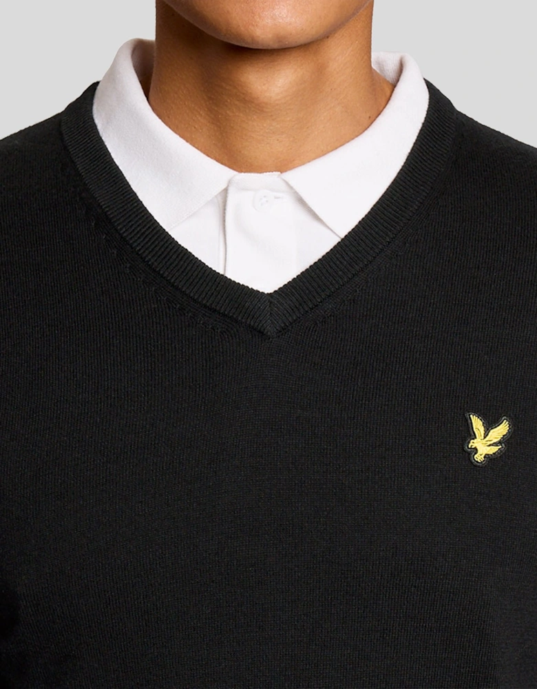 Cotton Blend V-Neck Jumper