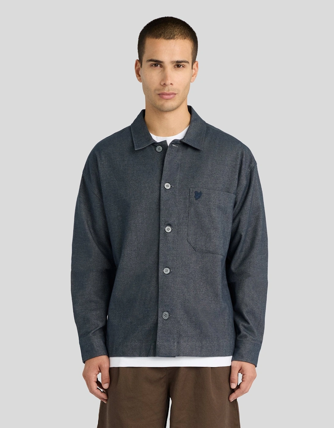 Lyle And Scott Men's Grey Brushed Cotton Overshirt - Size Regular/36