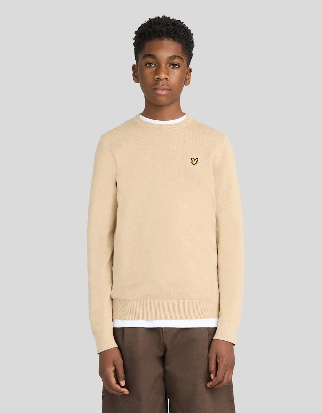 Lyle & Scott Lyle And Scott Boy's Cotton Crew Neck Jumper - Tan