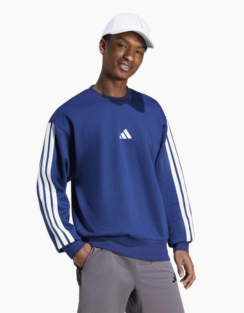 Mens Essentials 3 Stripes Fleece Sweatshirt