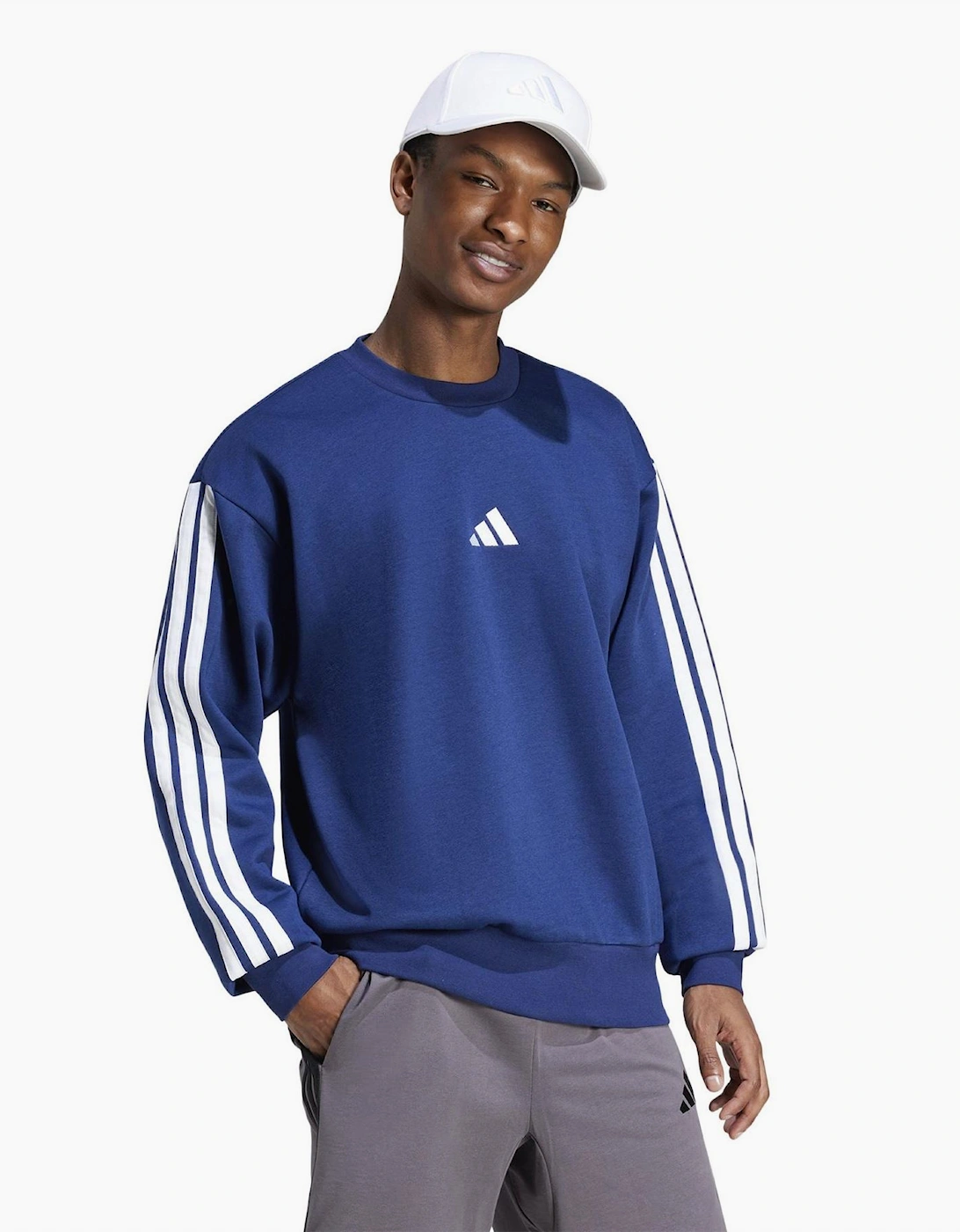 Mens Essentials 3 Stripes Fleece Sweatshirt