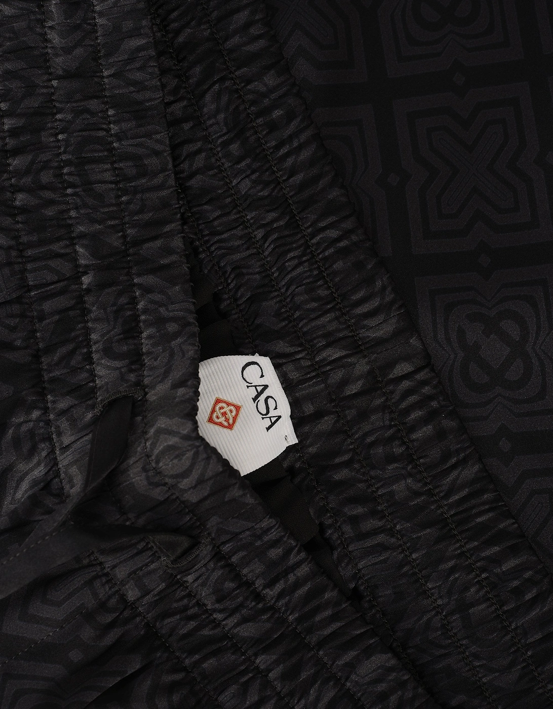 Satin Radiating Monogram Silk Shorts Black
