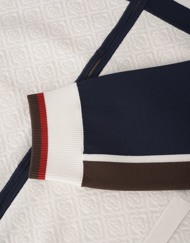 Cafe Stripe Zip Up Jacket Navy