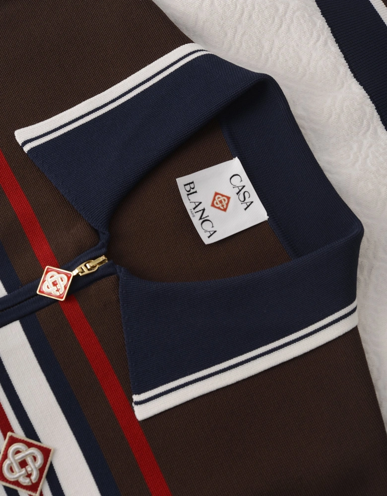 Cafe Stripe Zip Up Jacket Navy