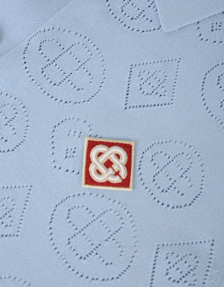 Pointelle Polo Shirt Blue