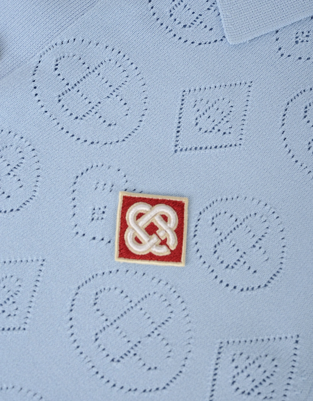 Pointelle Polo Shirt Blue