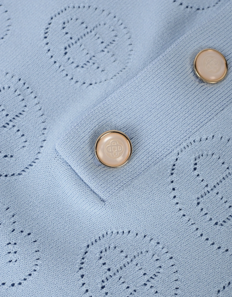 Pointelle Polo Shirt Blue