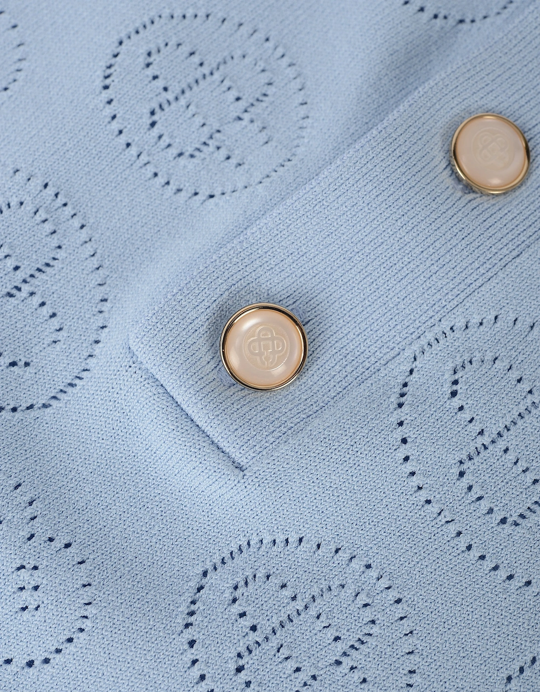 Pointelle Polo Shirt Blue