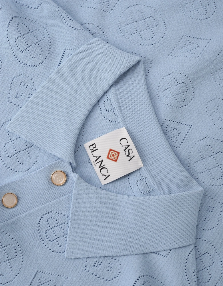 Pointelle Polo Shirt Blue