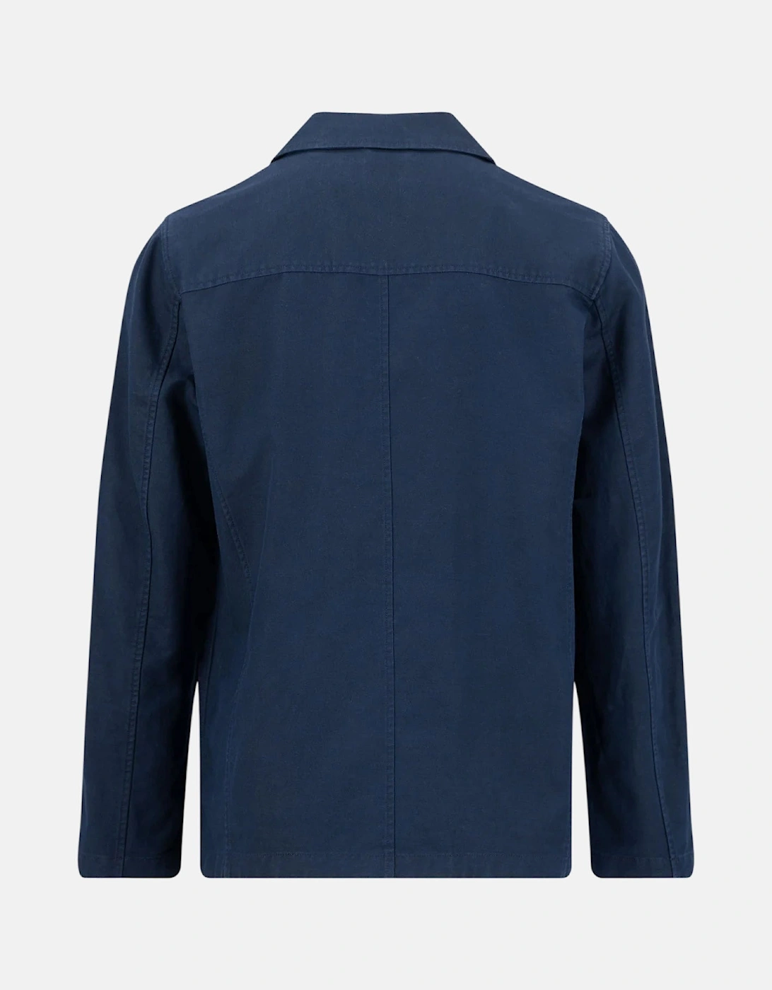 Linen Blend Twill Worker Jacket Overshirt Dark Navy