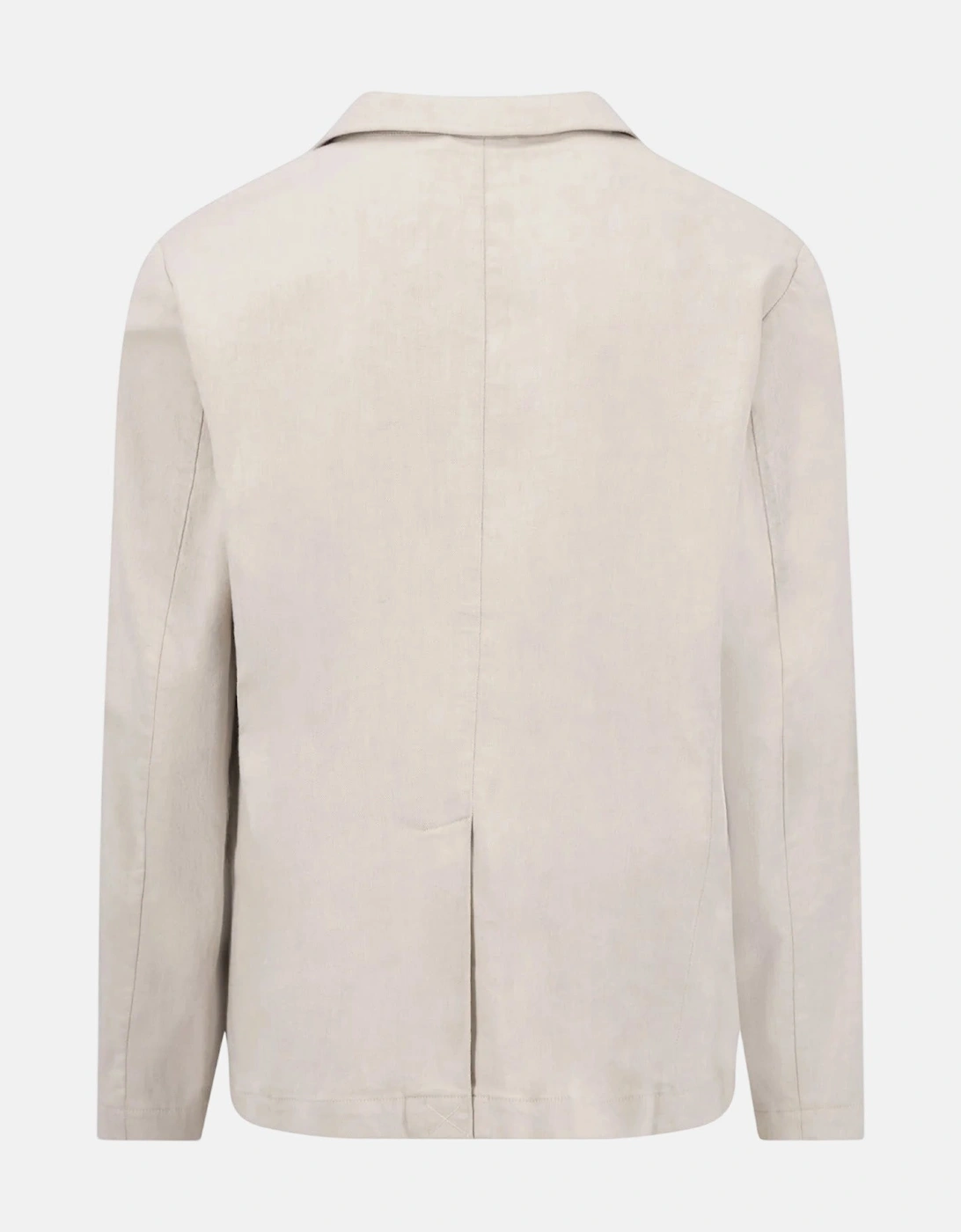 Cotton Linen Blend Twotone Structured Blazer Stone