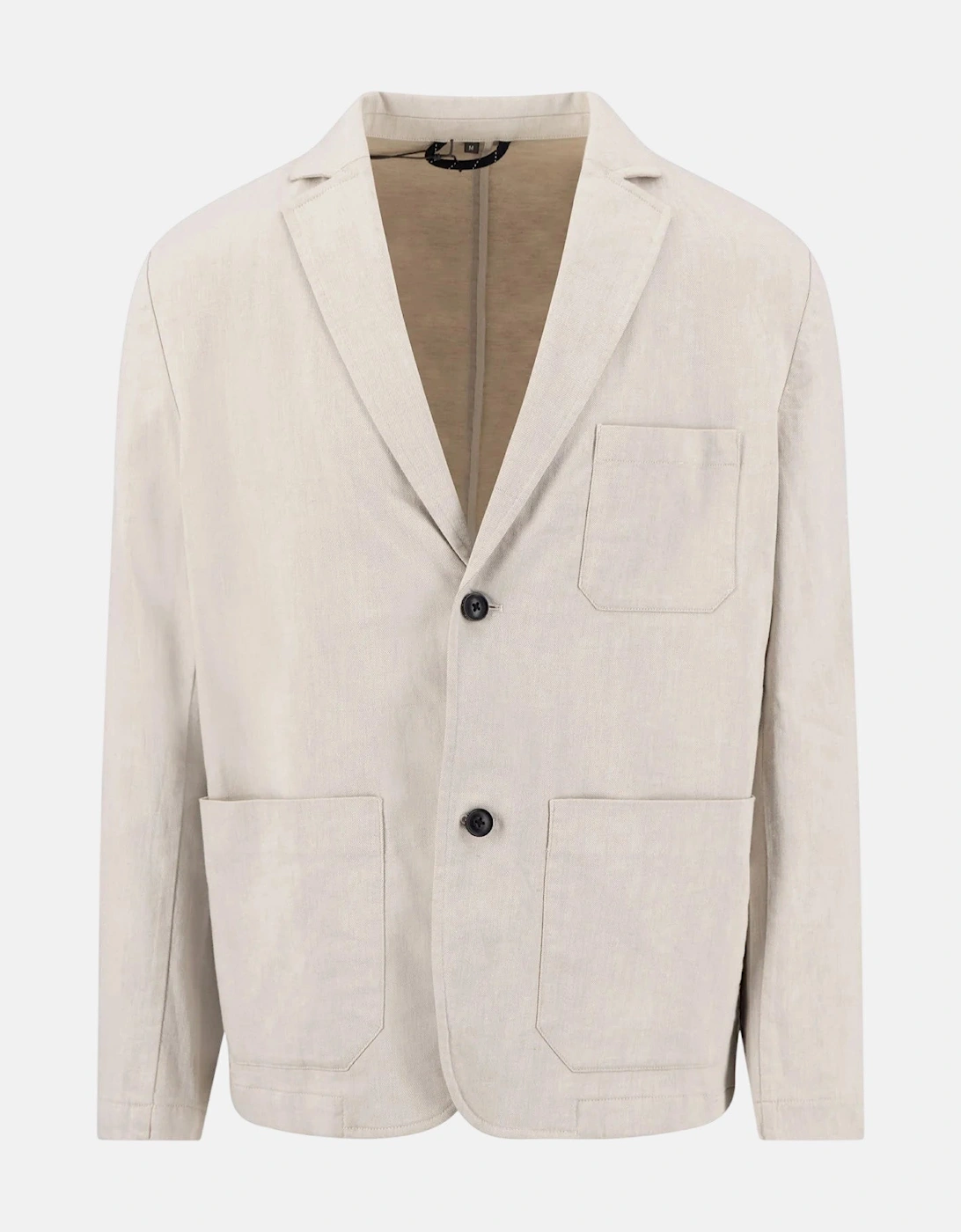 Cotton Linen Blend Twotone Structured Blazer Stone