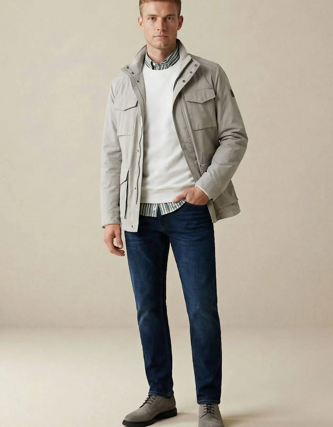 Stand Collar Field Jacket Cement