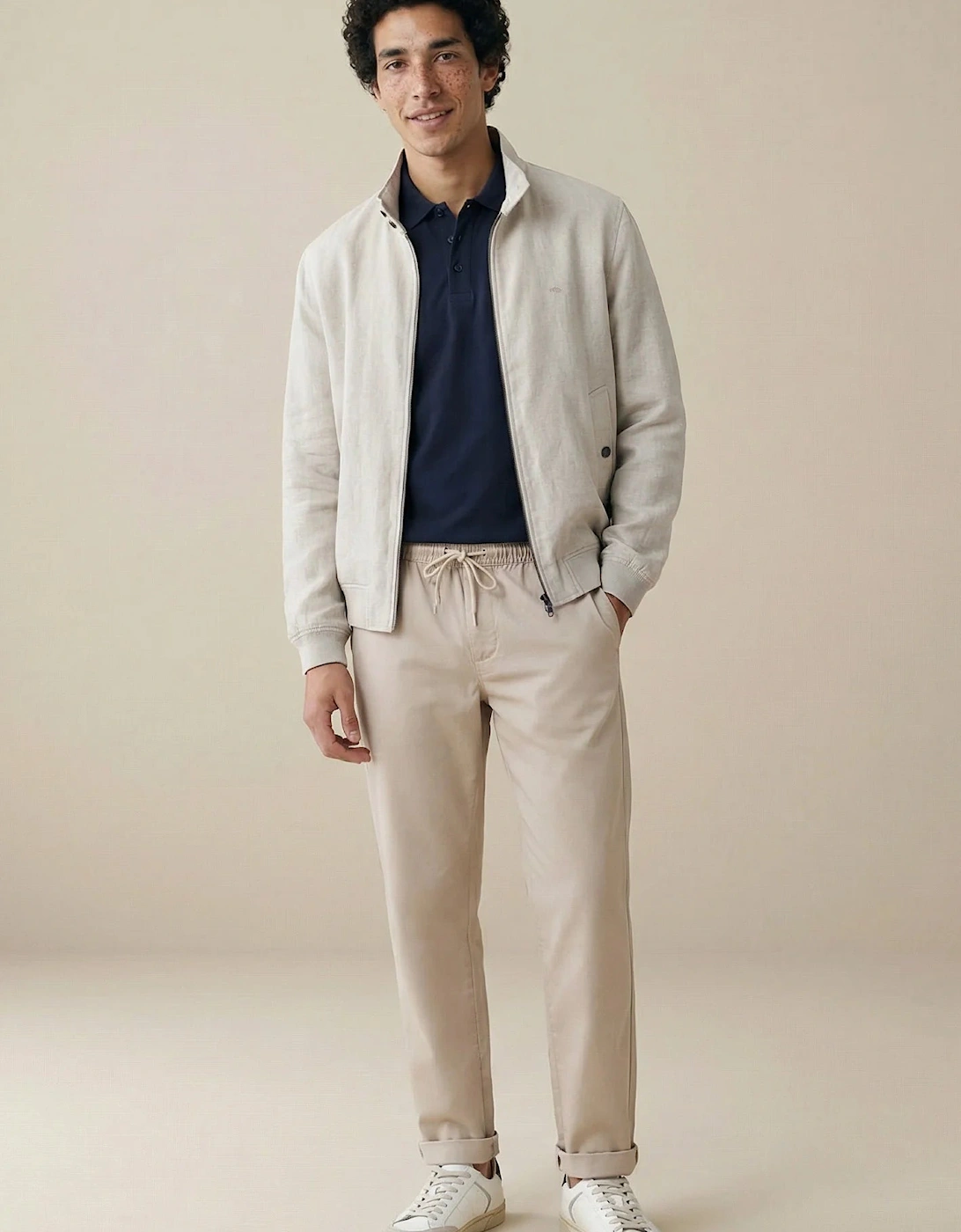 Pure Linen Harrington Jacket Cement